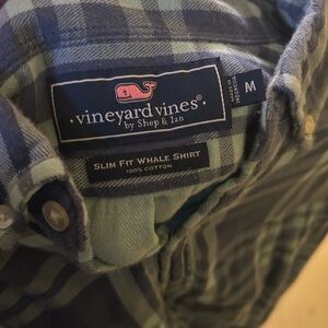 Vineyard Vines Blue and Green Plaid Men's Shirt